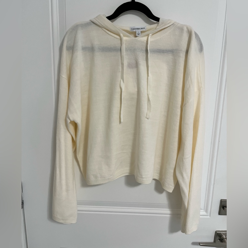 NWT - Calvin Klein Jeans Women’s Hooded Oversized Cropped Sweater - Size L